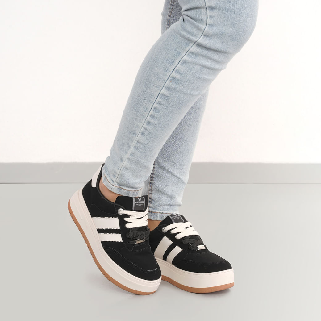 Via Marte Tenis Casual 233004-06 PretoMarfim NobuckNapa -3-